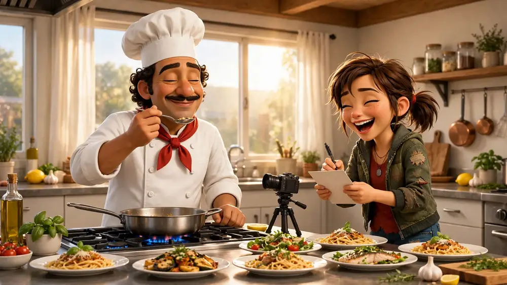 Cooking together in a bright kitchen